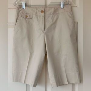 Talbots Brand Flat Front Walking Shorts‎ Khaki Beige Size 6